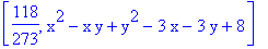 [118/273, x^2-x*y+y^2-3*x-3*y+8]